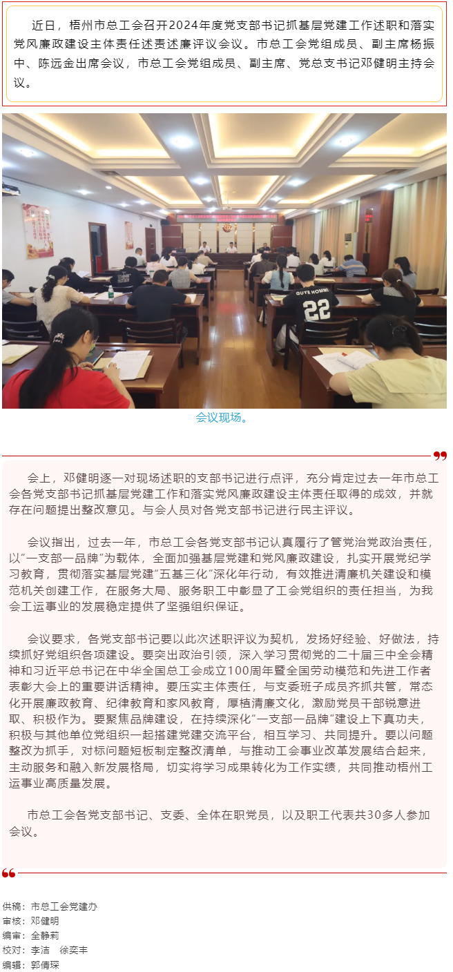 破除問題促實干，繼往開來再啟航｜市總工會召開2024年度黨支部書記抓基層黨建工作述職和落實黨風(fēng)廉政建.png
