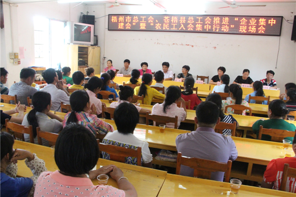梧州市總工會、蒼梧縣總工會推進“企業(yè)集中建會”暨“農民工入會集中行動現場會.jpg